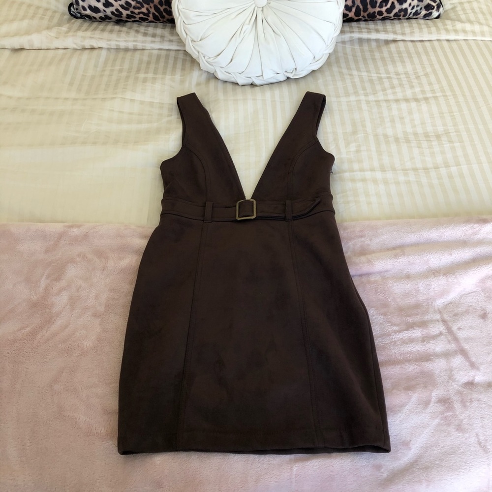 Faux suede buckle jumper